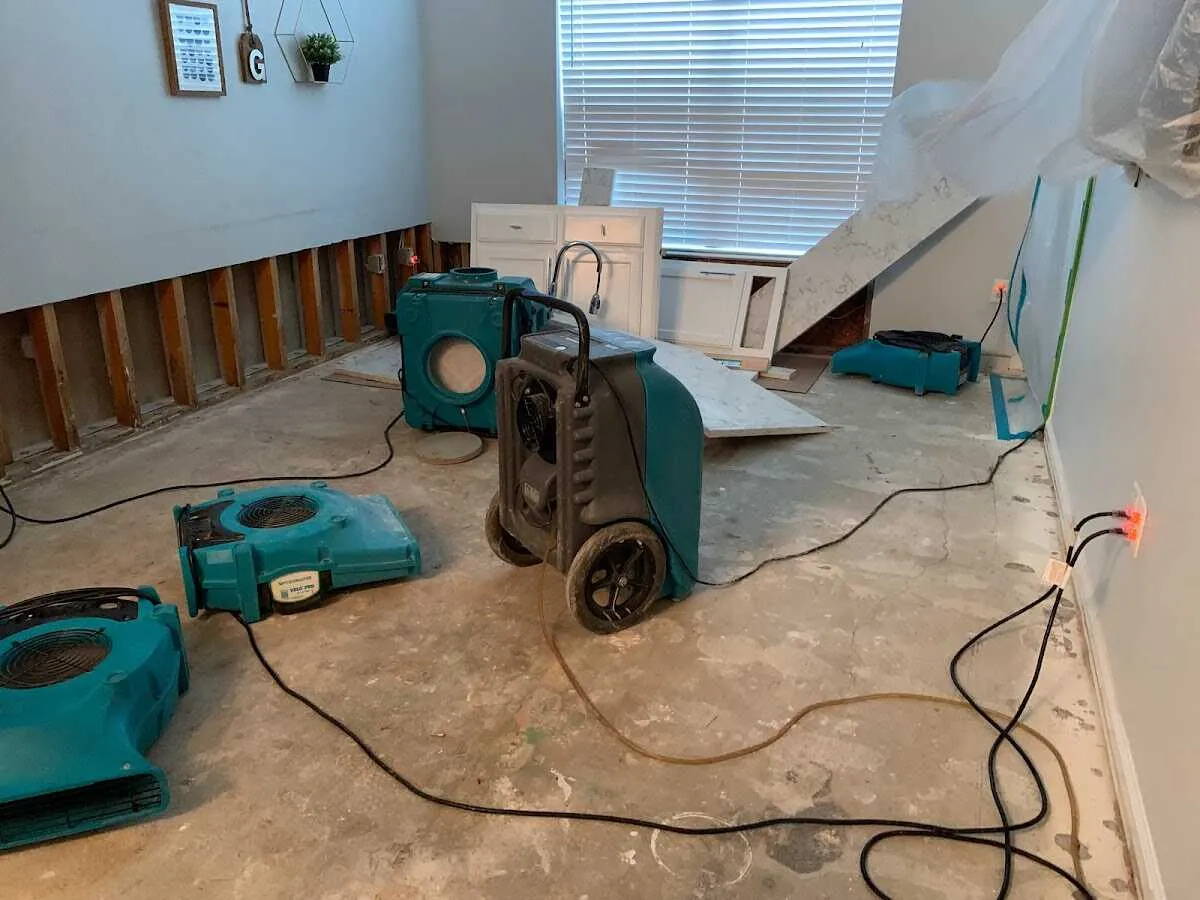 Dehumidifier in flood-cut room for Water Extraction & Removal in Scaggsville